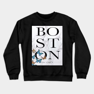 boston MA with butterfly Crewneck Sweatshirt